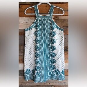 Maeve Dress with teal embroidery